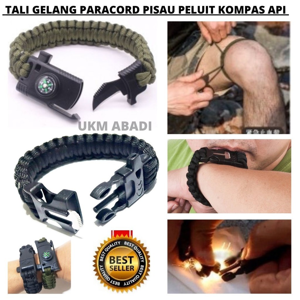 Gelang Tali Paracord Serbaguna Pisau Peluit Kompas Pemantik Api  111153