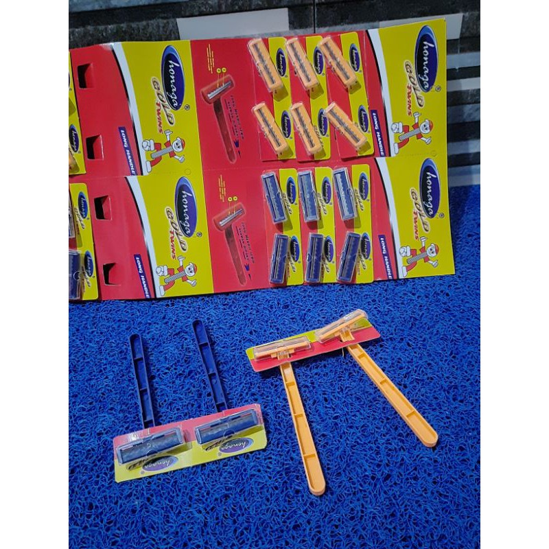 silet cukur jenggot honaga gold twin 2 sisi pisau - silet cukur honaga long handle