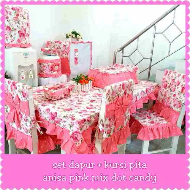Kitchen set + 6 sarung kursi makan pita