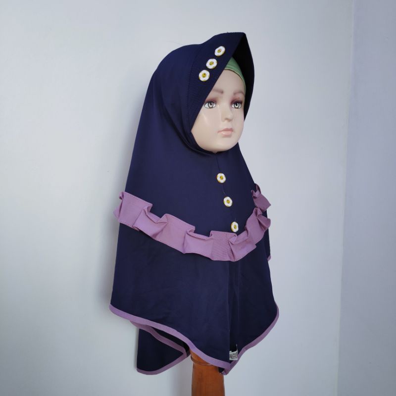 jilbab anak 4 5 6 7 8 tahun benik kancing lucu ( jilbab kancina )