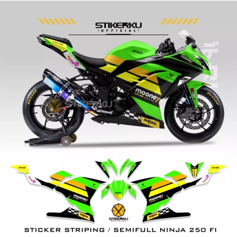STRIPING NINJA250 FI EDISI MOONEY VR 46 / STIKER SEMI FULL
