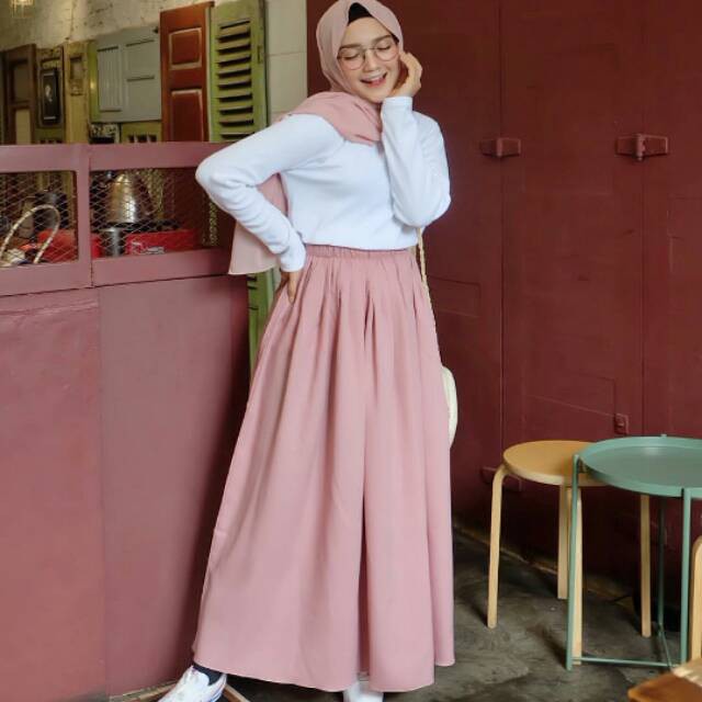 ROK POLOS SKIRT PANJANG MOSCREPE PREMIUM BEST SELLER!!!