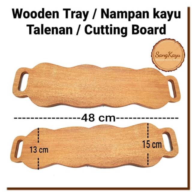 Wooden tray 13-15x48cm Talenan Kayu Nampan Saji chopping Cutting Board