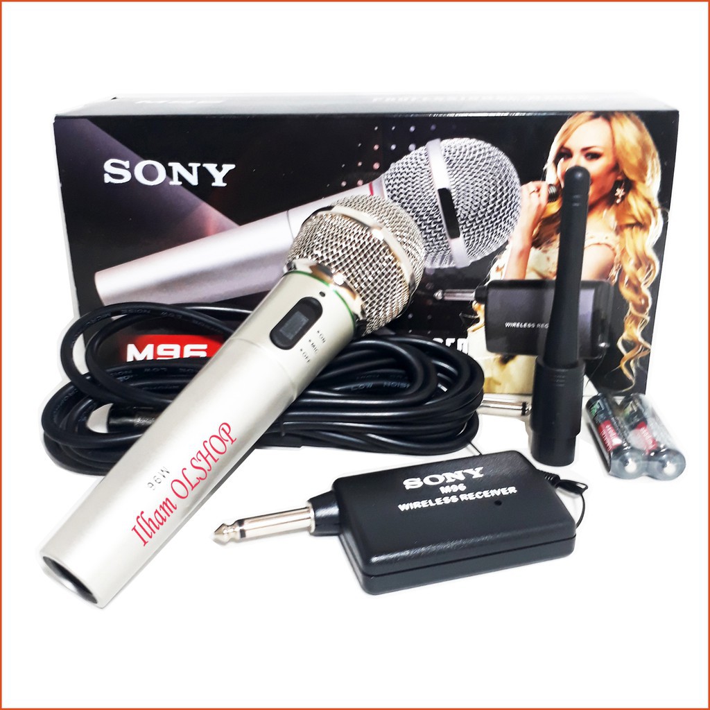 Microphone Sony M96 Mik Karaoke/Mikrofon/Mic Single Wireless dan Kabel