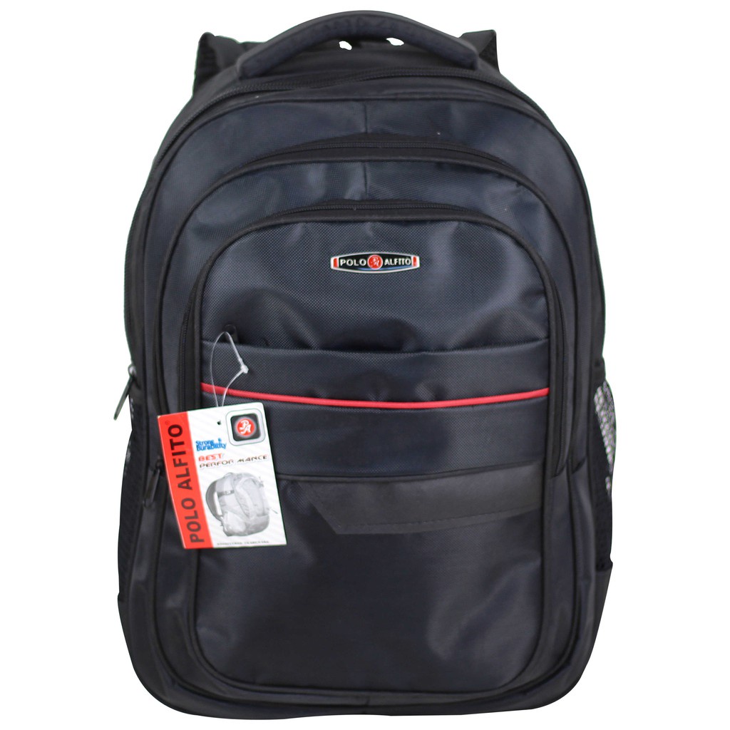 Obral Tas Backpack Pria SMP SMA Cowok Ransel Gendong Hitam Polo Berkualitas