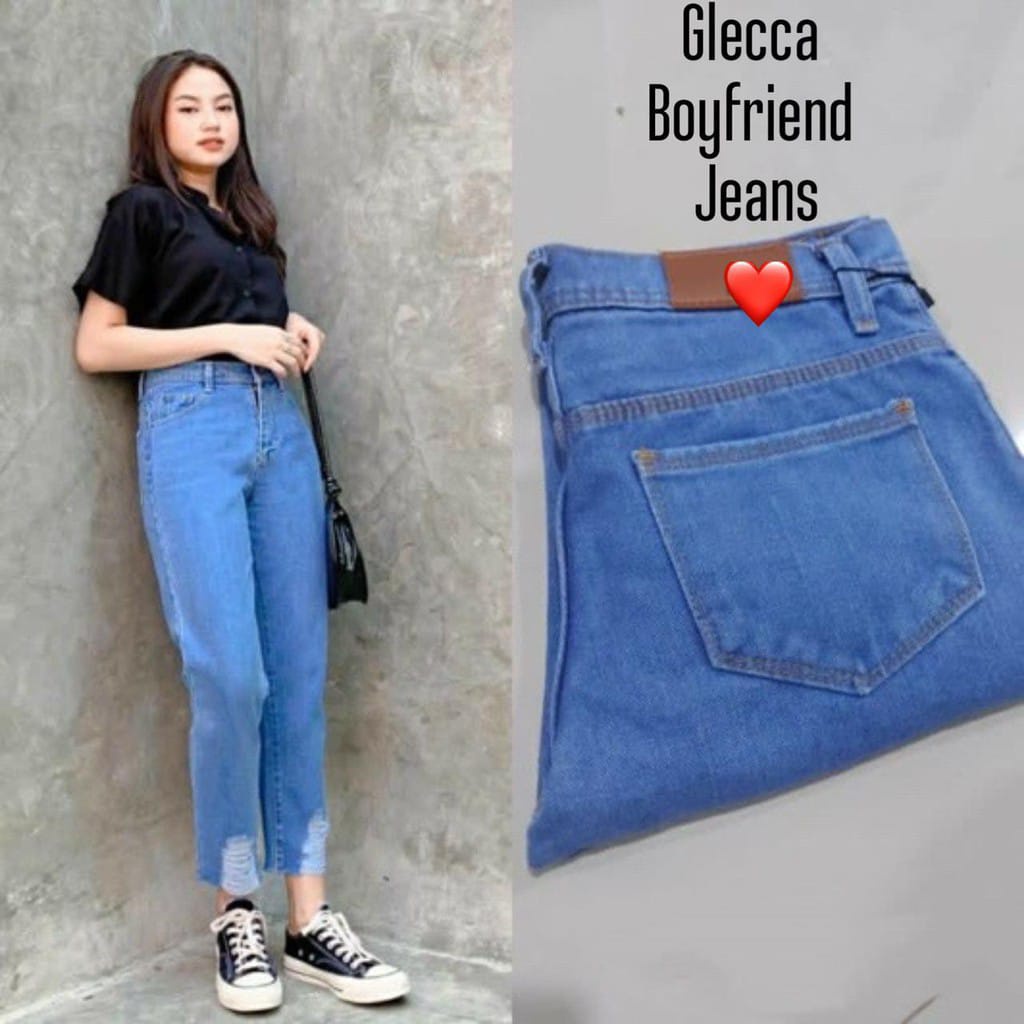 Tq88indonesia Celana Panjang Jeans Wanita Terbaru /  Celana Boyfriend Jeans Wanita Glecca / Celana Jeans Cewek Sobek / Ootd