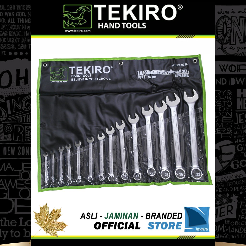 Set Kunci Ring Pas Isi 14 pcs / Combination Wrench / Spanner Set Metric and Inch TEKIRO