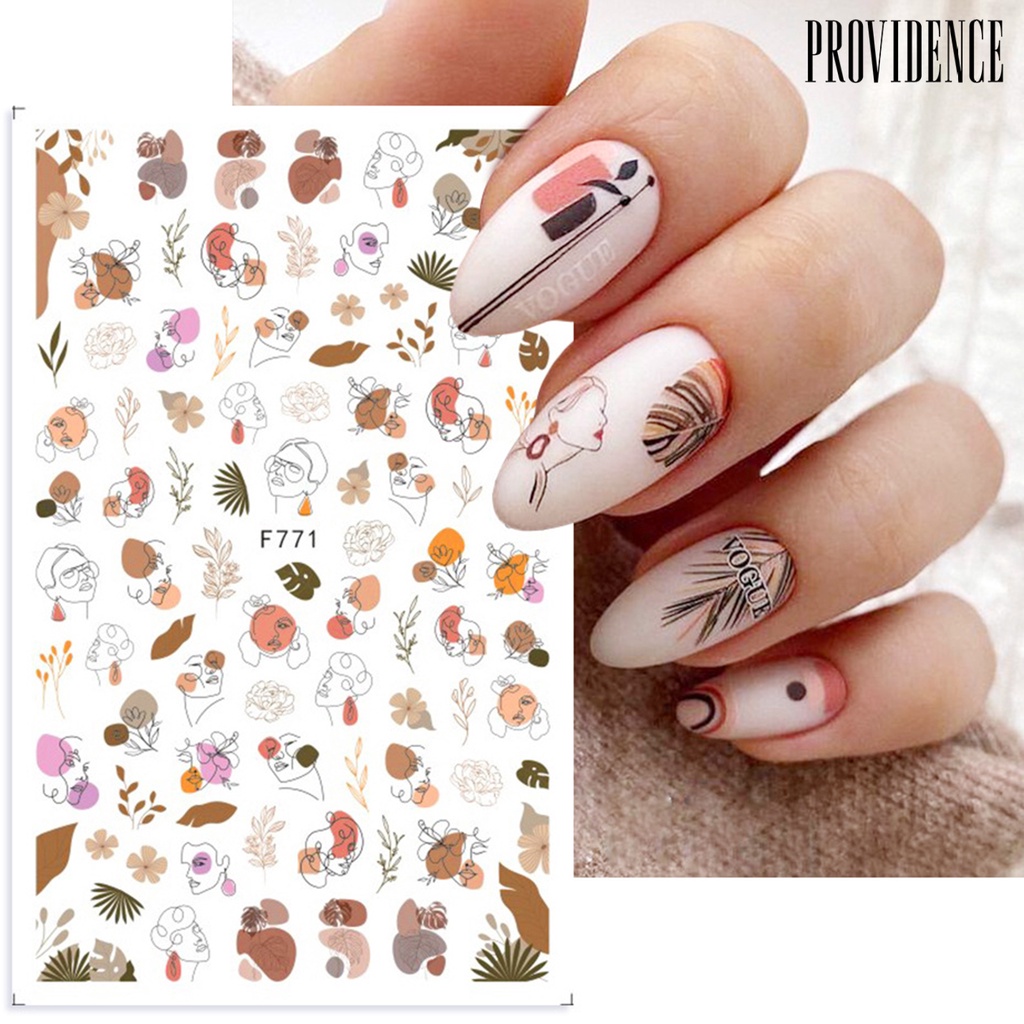 Providence 5Pcs Manicure Decal Delicate Compact Safe Colored Abstract Lines Nail Art Transfer Sticker for Women