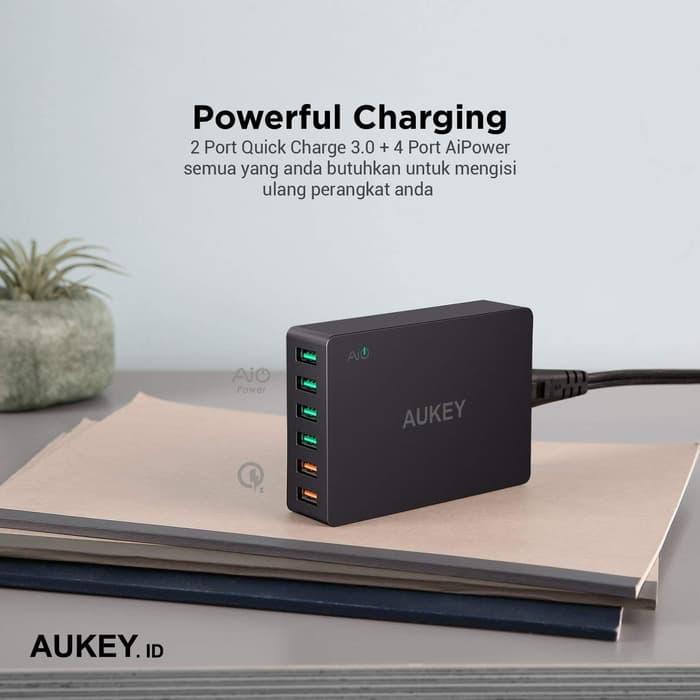 Aukey Charger 6 Ports 60W QC 3.0 &amp; AiQ - SKU : 500078 / 500292