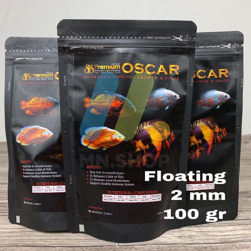 Pelet Oscar Premium 88 Pelet Ikan Oscar Floating 2mm 100gr