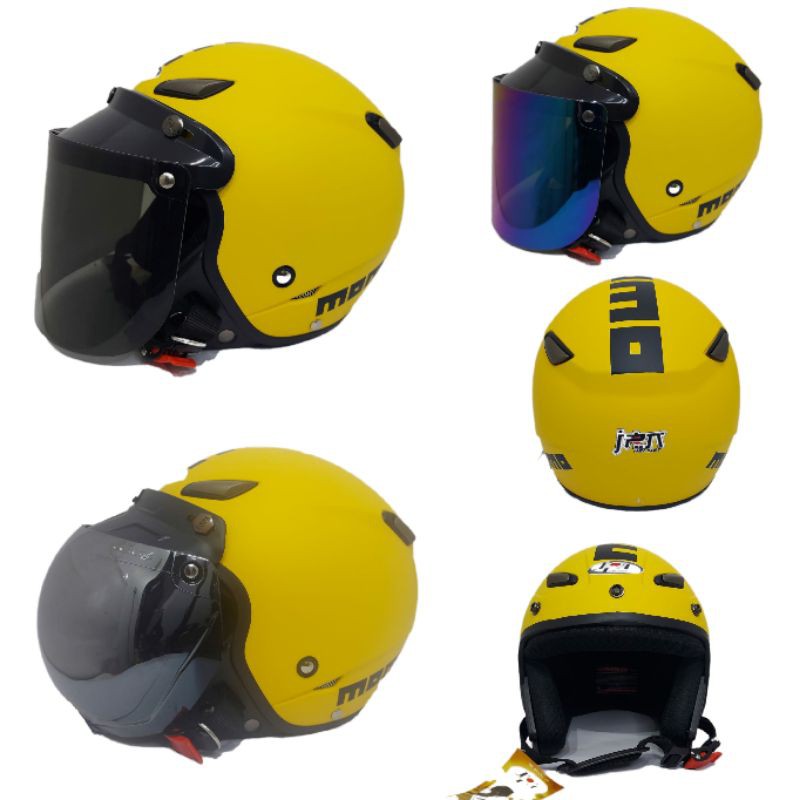 Helm Bogo Jpn Momo Kawai Retro Kaca Kuning Dof