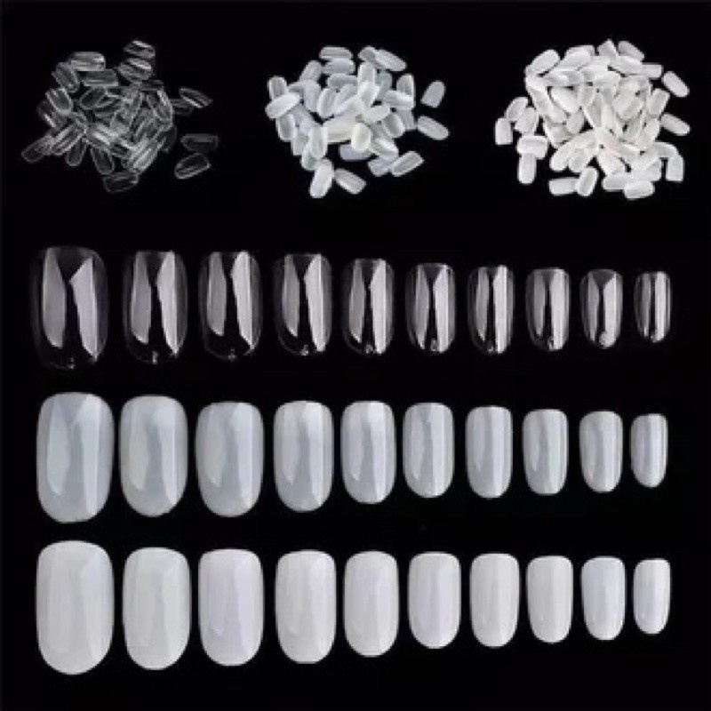 500pcs SHORT ROUND 03 CK fake nails kuku palsu bentuk bulat pendek kupal short oval