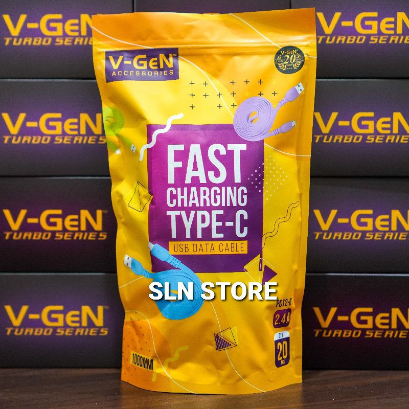 Kabel Data 20pcs Type-C Fast Charging 3.0 2.4A V-GeN Data Cable Type C Vgen