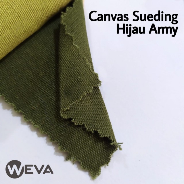 Bahan Kain Canvas Sueding Hijau Army
