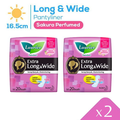 Laurier Cleanfresh Pantyliner Keputihan Breathable Extra Long and Wide Sakura Perfumed -Tetap Bersih &amp; Ekstra Kering Isi 20 Buah Twin Pack