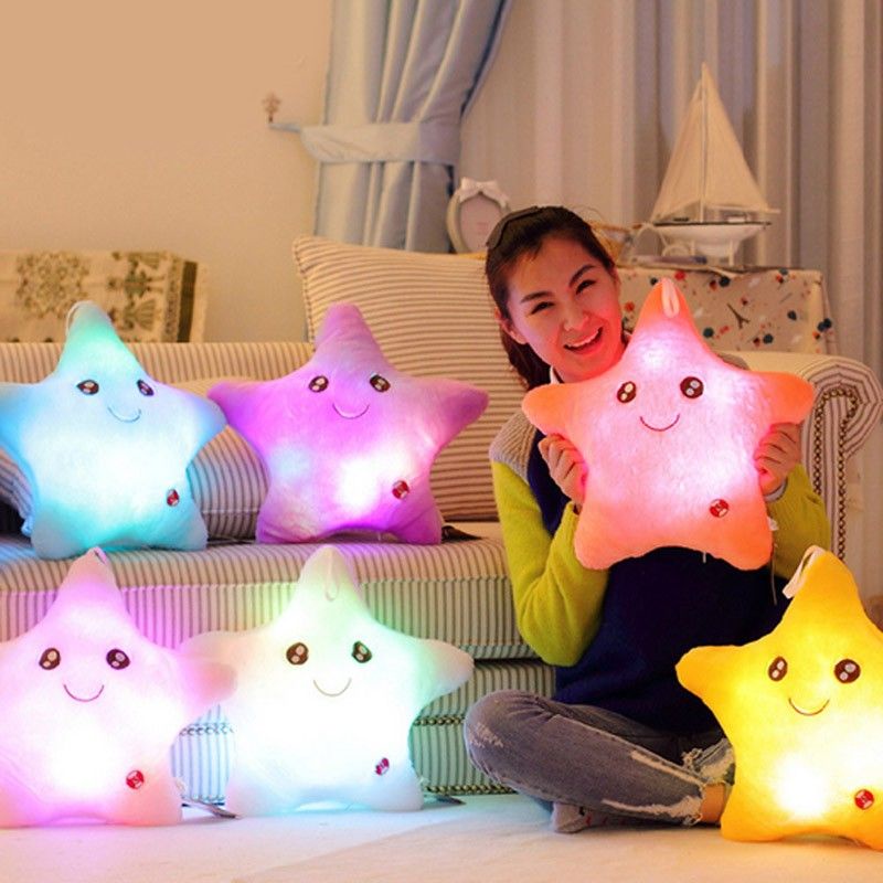 Boneka LED Bantal Nyala Mainan Import Bintang / Bantal Tidur / Hiasan Kamar Bahan Halus Dan Lembut Standar SNI