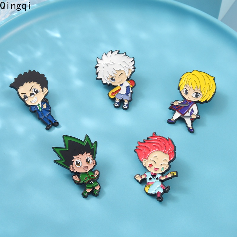 5pcs / Set Bros Pin Enamel Desain Karakter Anime Demon Slayer HUNTERXHUNTER Untuk Hadiah