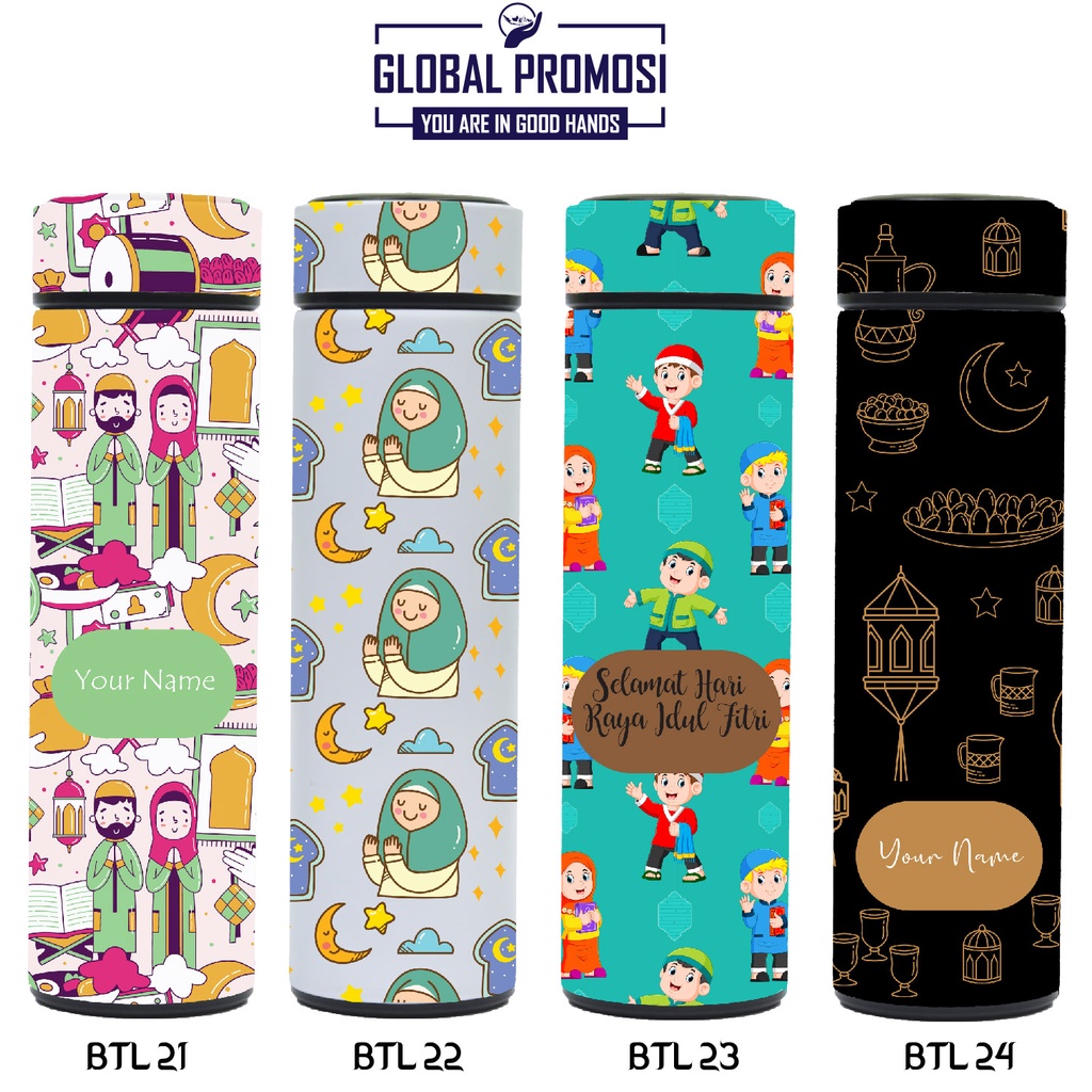 Tumbler Sakura Termos Hampers/Souvenir Tumbler/Botol Custom/Promosi Murah Print UV Motif Tema Lebaran Idul Fitri Ramadan