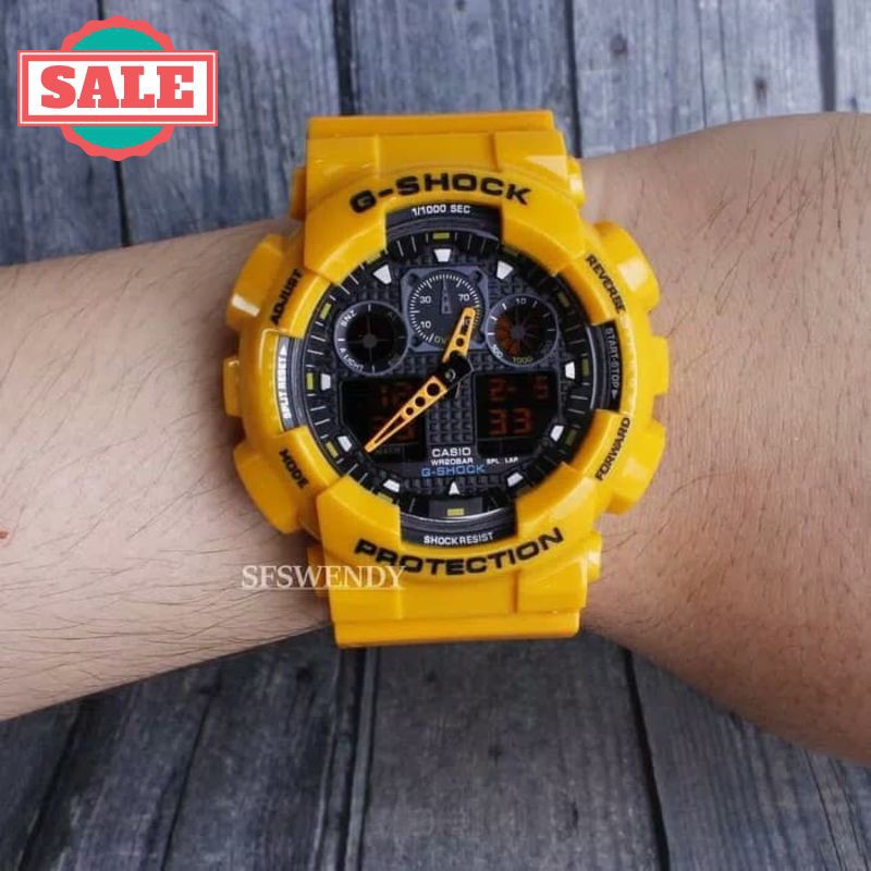 Promo JAM TANGAN PRIA - G SHOCK GA 100 YELLOW