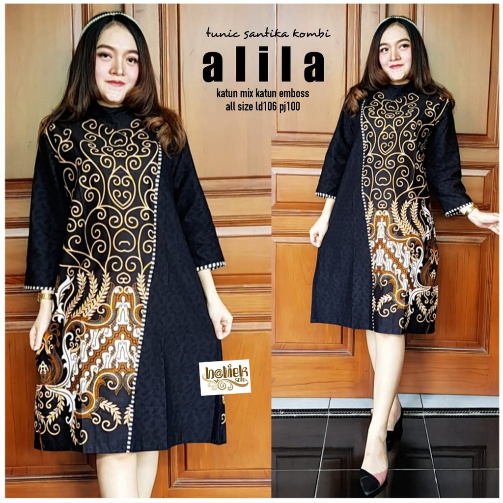 BATIK SOLO TUNIK SANTIKA KOMBI KATUN HALUS MODERN WANITA PEREMPUAN DRESS BAJU BATIK PERWIRA MAHESA RAJASWA ARIESWARA PRASTOWO PROBOSETO PEKSI SELING NAVY GITARJA SUKET SEGORO KENCONO UNGU BABON ANGKREM TUMURUN KLASIK TUMURUN SOGAN PARI MOCCA GINANDRA UNGU