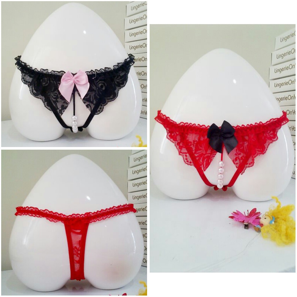 Lingerie Sexy Open Crotch Pearl Thong BW3228 LingerieOnYou