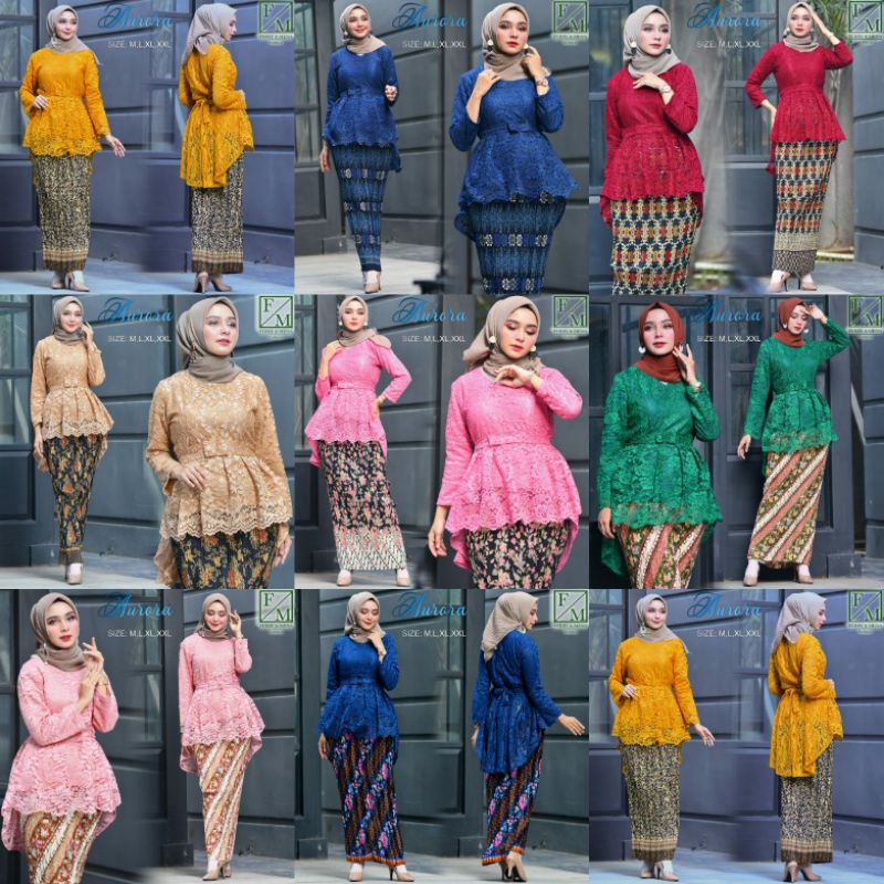Set Kebaya Aurora Brukat Modern Model Pingguin / Kebaya Wisuda / Kebaya Modern / Kebaya / Kebaya Bru