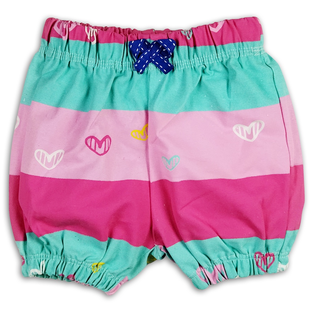 Bearhug Celana Pendek Bayi Perempuan Premium Full Printing XCD6 Cardet 6-18 Bulan-Salur Toska-Pink