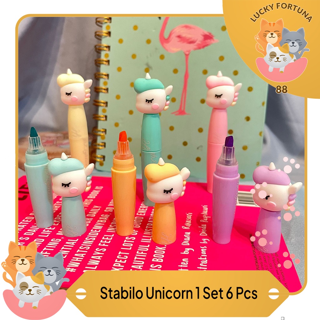 

[Luckyfortuna88] Stabilo Bentuk Unicorn 1 set 6 pcs Highlighter Bentuk Unicorn 1 set 6 pcs Lucu murah Kualitas bagus ala tulis sekolah alat tulis kantor