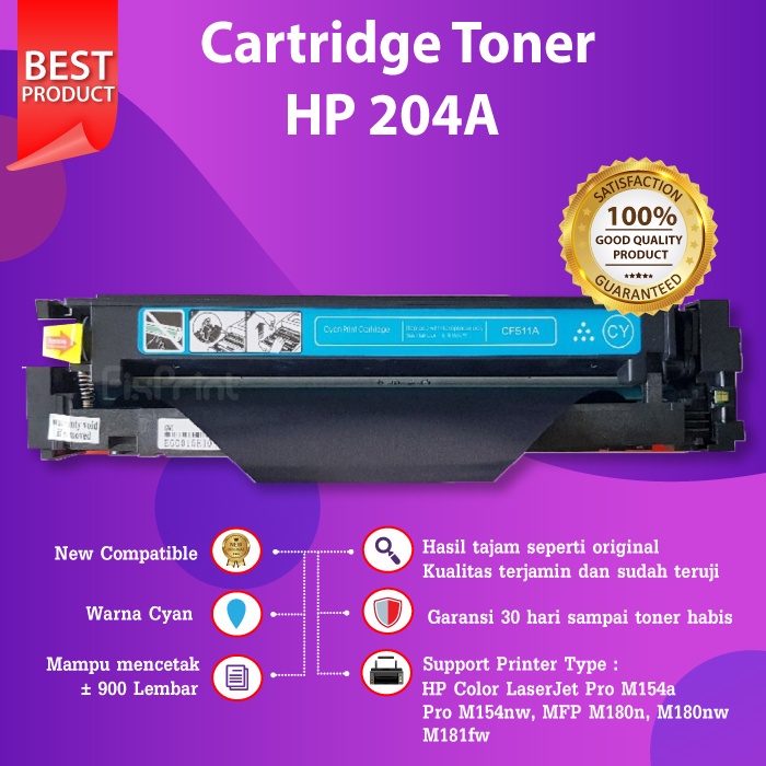 Cartridge Toner Compatible HP 204A CF510A Black Cyan Magenta Yellow Printer M154a M154nw M180nw M181