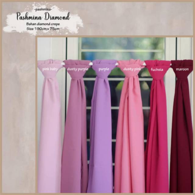 TERLARIS!!! BEST SELLER !!! HIJAB / JILBAB PASHMINA DIAMOND PREMIUM - BAHAN DIAMOND CREPE