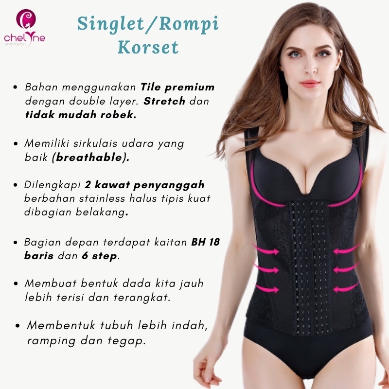 Chelyne Singlet / Atasan (L-3XL) Korset Rompi V2007 Peramping Perut - Pefect Shape