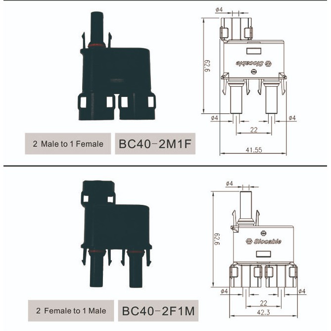 Slocable MC4 Branch Parallel 1 to 2 / 1 to 3 Solar Panel PV 50A Cabang 1 ke 2 / 1 ke 3