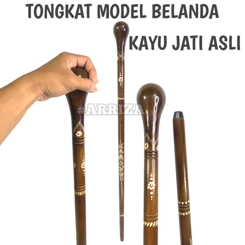 Tongkat Jalan / Tongkat Kaki 1 / Tongkat Orang Tua / Teken Ukir Cukit / Tongkat Ukir Cukit / Alat Bantu Jalan Orang Tua Kayu Jati Asli Model Belanda