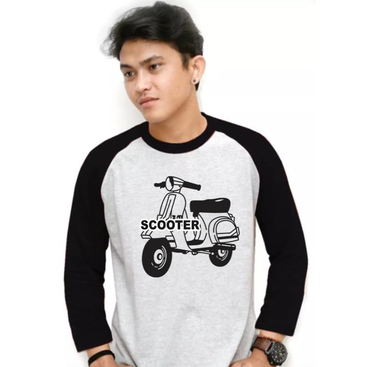 Myco | Kaos Raglan | Gambar Skuter | Kaos lengan panjang | Atasan Pria | Ukuran M - L - XL - XXL