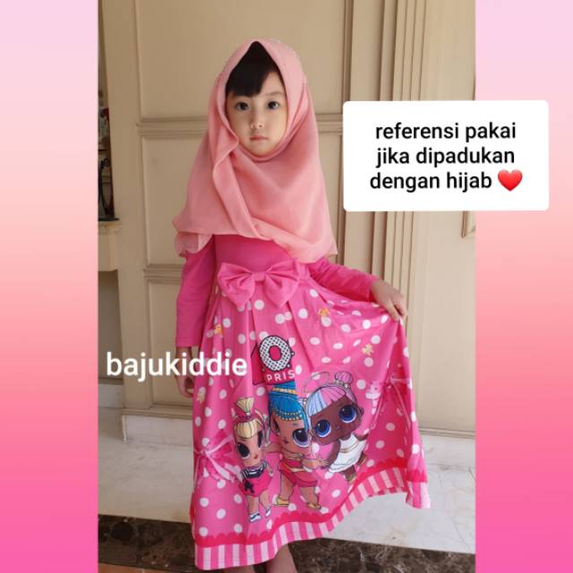 GAMIS LOL / DRESS PANJANG ANAK MOTIF LOL / DRESS PRINCESS ANAK  IMPORT