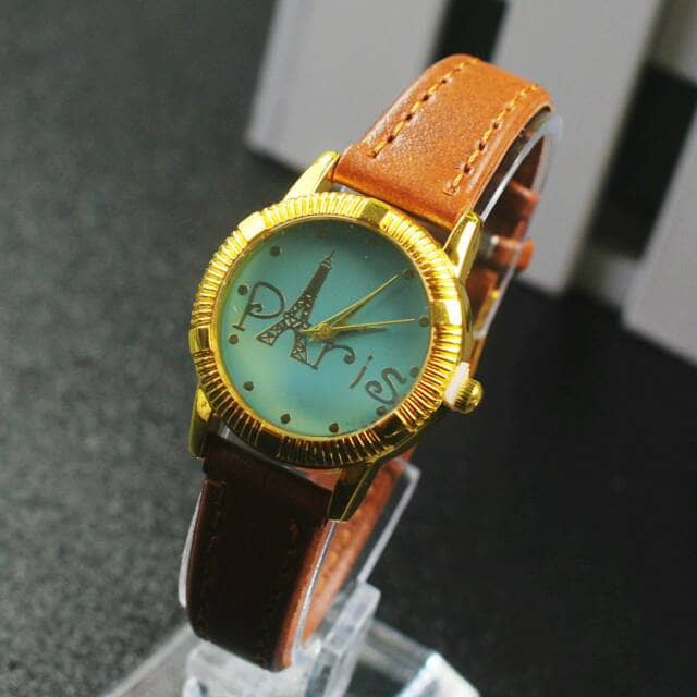 jam tangan alba paris wanita / jtr 1029 coklat plat biru