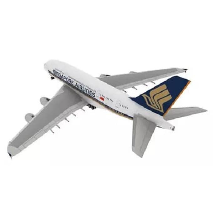 DIY Miniatur Papercraft Pesawat Airbus A380 Singapore Airlines