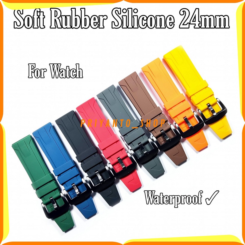 Tali Karet jam tangan 24mm Rubber Strap Import Original Waterproof