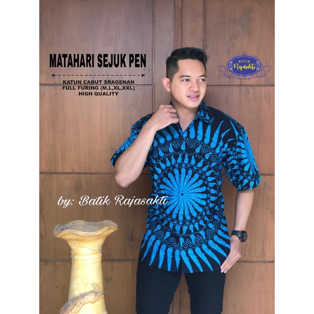 MATAHARI SEJUK PEN Kemeja Batik Pria Lengan Pendek Katun Halus FULL FURING Rajasakti