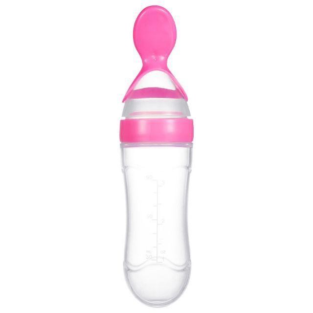 Botol Sendok Makan Anak Bayi Botol Mpasi Bayi Botol Dot Silikon Silicone Aman Praktis Instant