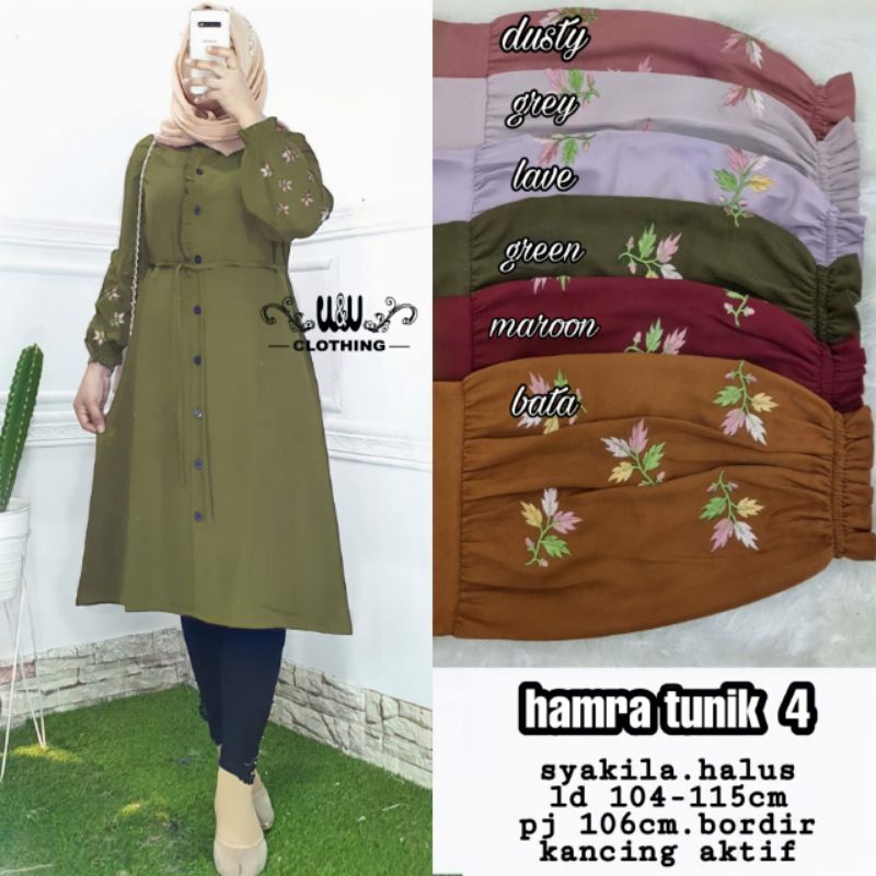 ATASAN WANITA HAMRA TUNIK #4 BY W&W/SYAKILA HALUS LD 104-115 APLIKASI BORDIR/KANCING AKTIF BUSUI FRI