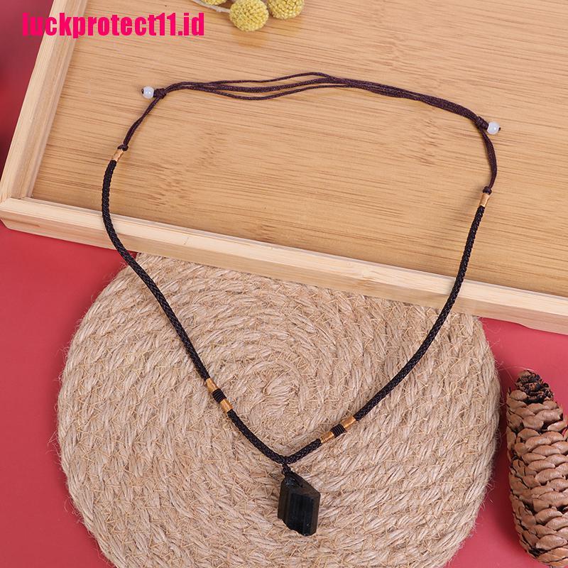 【LUCK】Natural Black Tourmaline Stone Necklace Crystal Black Tourmaline Pendant