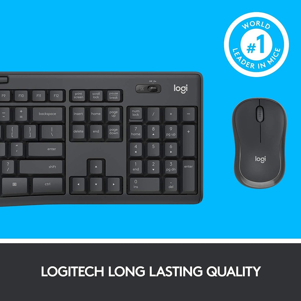 Logitech Silent Wireless Keyboard with Mouse Combo - MK295 - Black