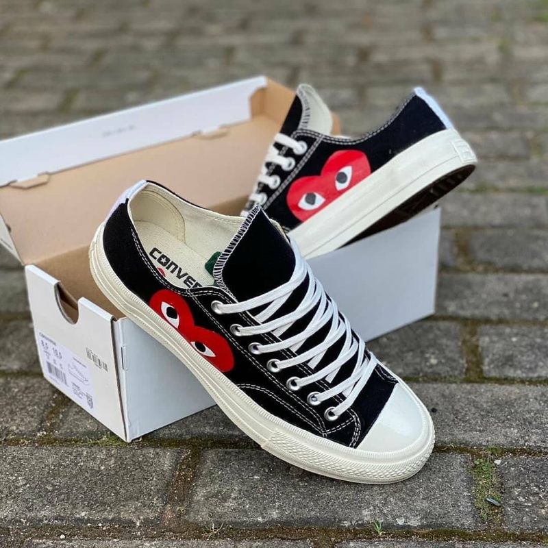 [BISA COD] CONVERSE 70'S CDG PLAY LOW BLACKWHITE PREMIUM