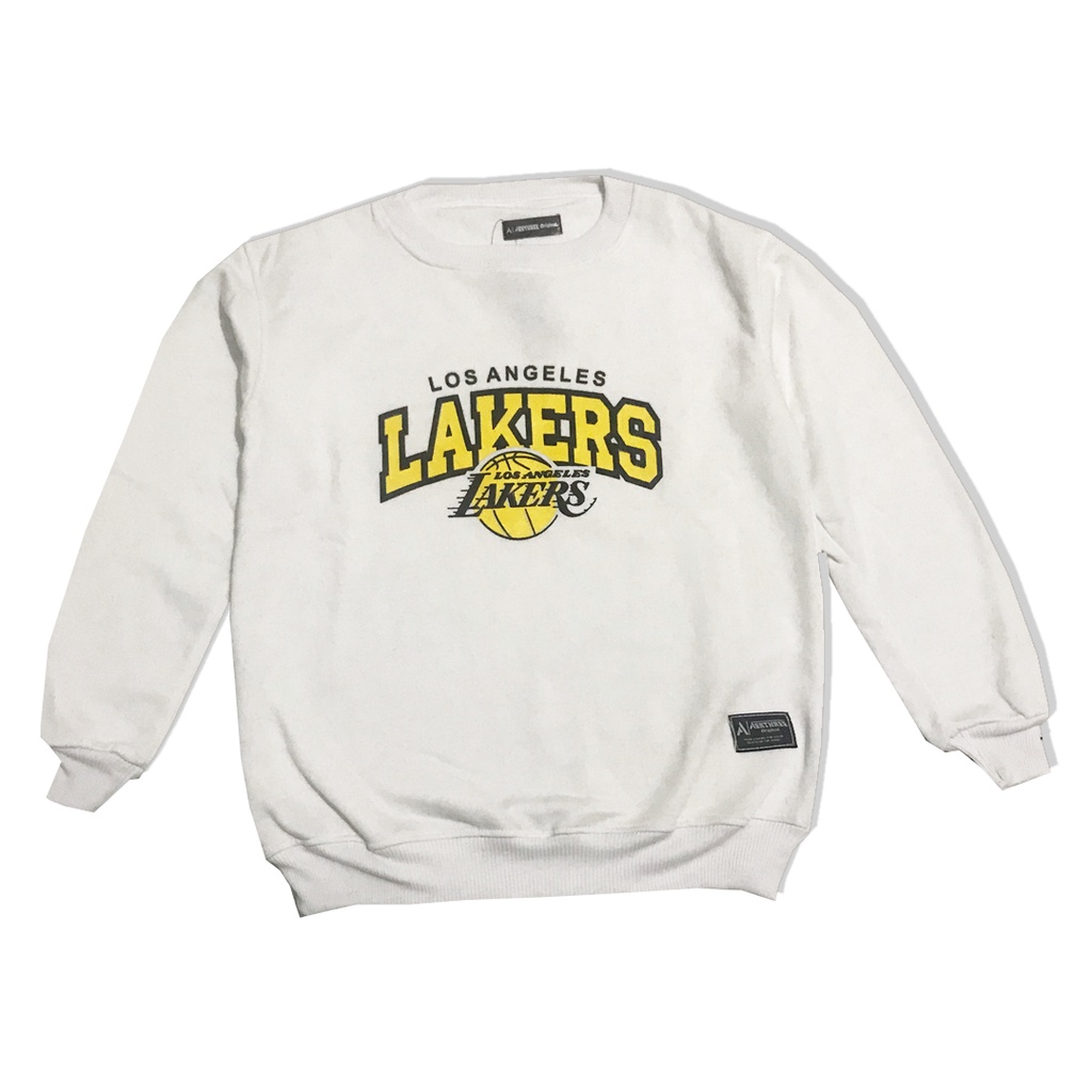 Crewneck Nike Lakers White Black Sweathshirt Pria Wanita