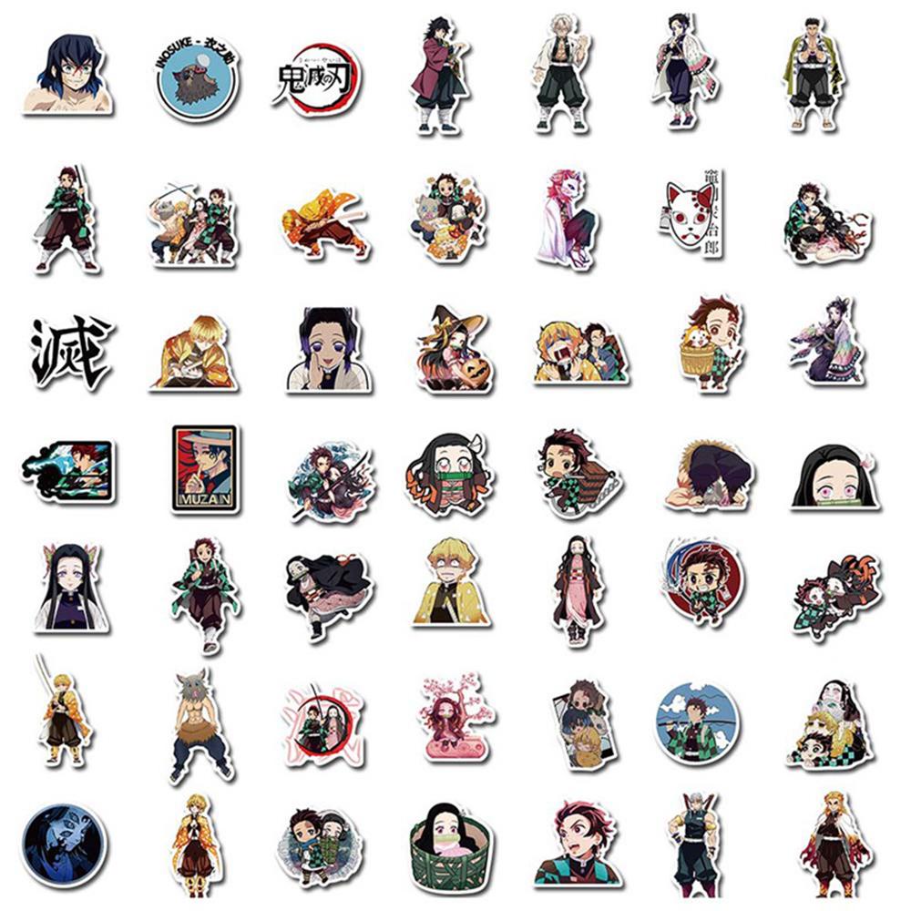 [Elegan] Jepang Anime Kimetsu No Yaiba Stiker 100 Pcs No Repeat Stiker Tahan Air DIY Kartun Anime Decals