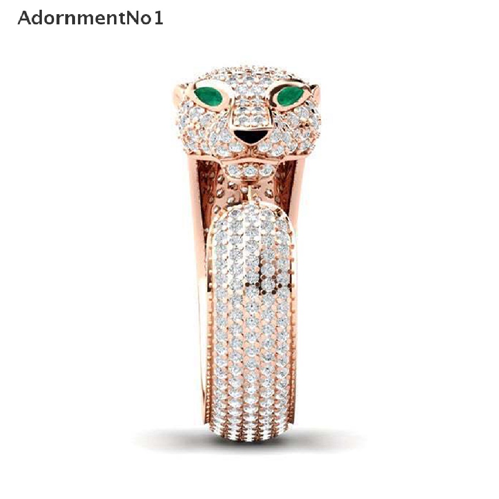 (AdornmentNo1) Cincin Terbuka Fashion Motif Leopard Aksen Kristal Untuk Perhiasan Pria / Wanita / Pesta