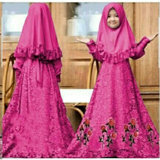 Gamis Anak Sherbi Set Bergo Broklat Bordir