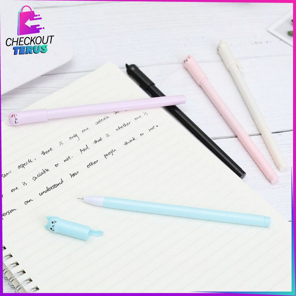 CT A14 Pulpen Gel Karakter Kartun Kucing Alat Tulis Stationary Bolpen Motif Kucing Pena Unik