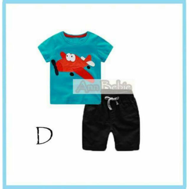 BAJU SETELAN BAYI LAKI-LAKI PLANE IMPORT
